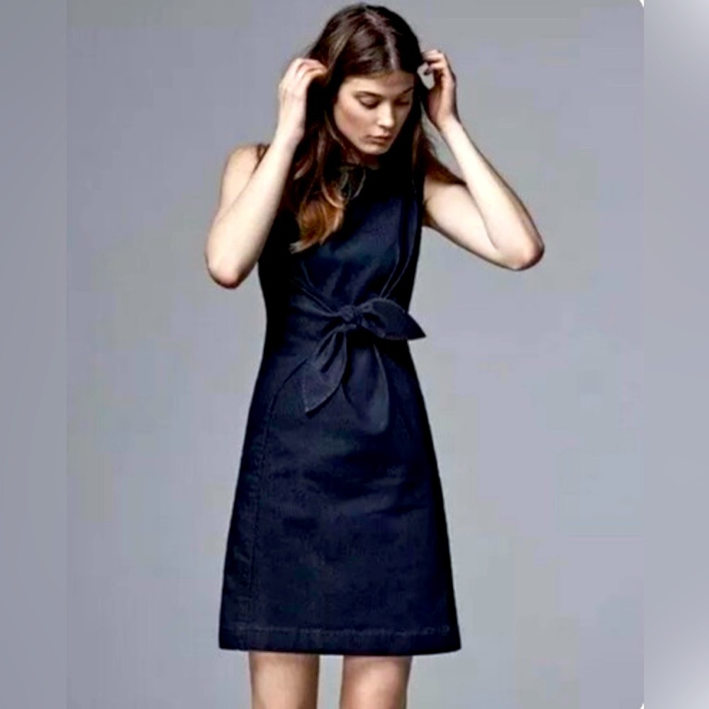 Anthropologie Holding Horses ‘Clara’ Dark Denim Sleeveless Tie Dress, Size 4 - Picture 2 of 6